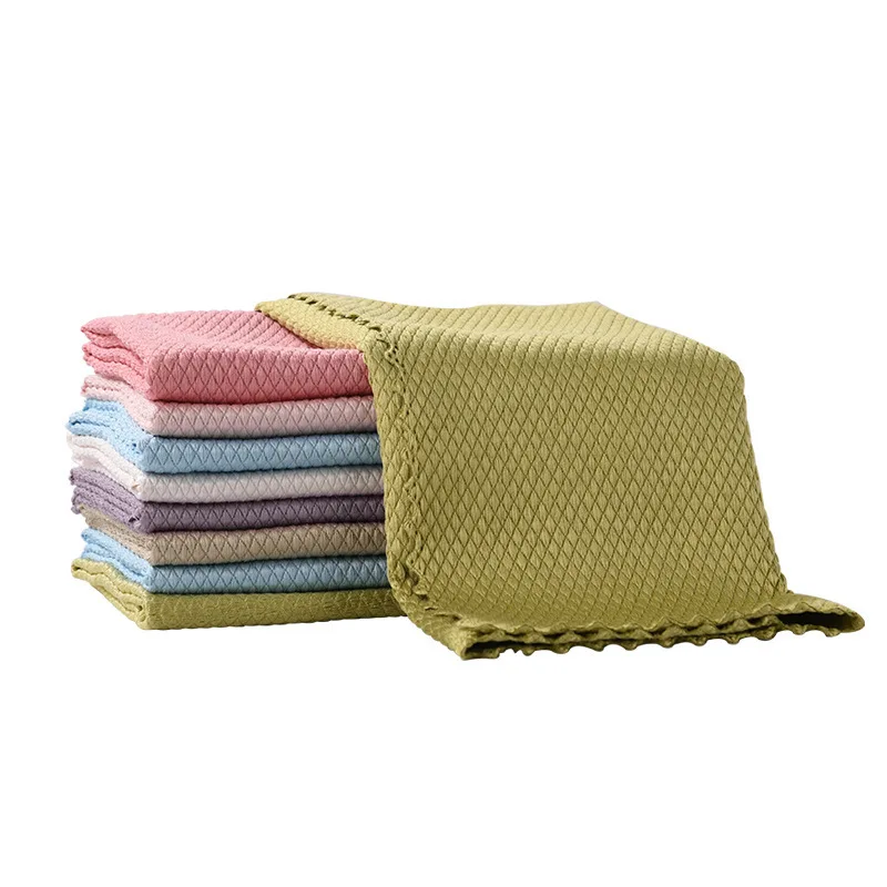 5 pcs Household Cleaning Products Cloth Fish Scale Rag for Glass Clean as Soon as You Wipe It Kitchen Tools Microfiber for Glass