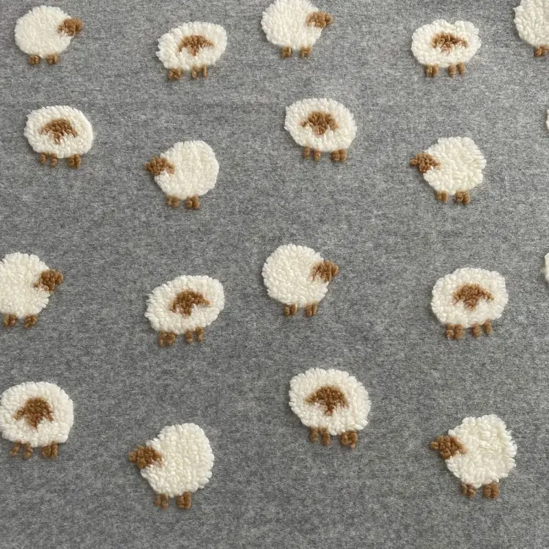 

Autumn and winter knitted jacquard gray cute three-dimensional small woolen fabric children's coat handmade bag DIY fabric