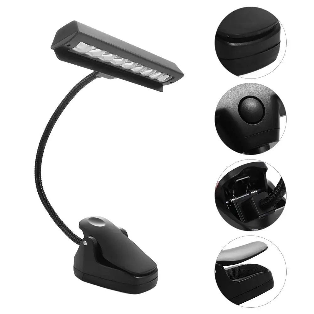 9 LED Lamp Clip on Book Light Black Eye Caring Piano Music Stand Lamp Portable Adjustable Players Studio Practice Light 5