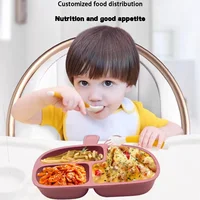 Silicone Baby Dinner Plate Food Grade Baby Supplement Bowl Set Children's Divided Dinner Plate Suction Cup One Piece 2