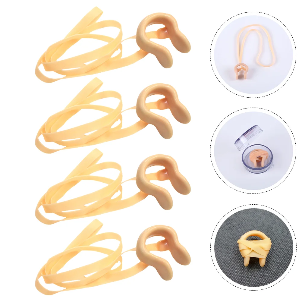 

4 Pcs Nose Clip with Cord Plugs for Swimming Supply Aldult Latex Clips Emulsion Professional