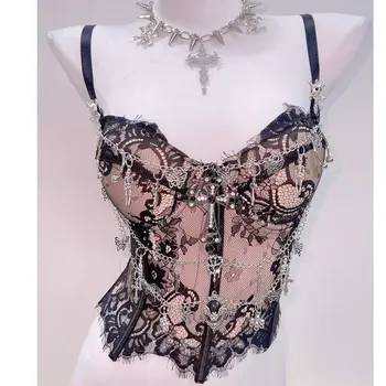 Lace And Metal Chain Top 1