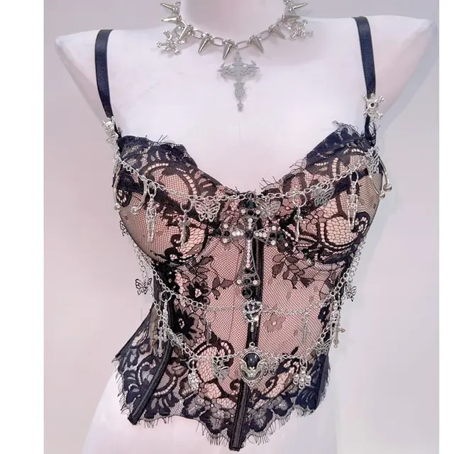 Lace And Metal Chain Top 1