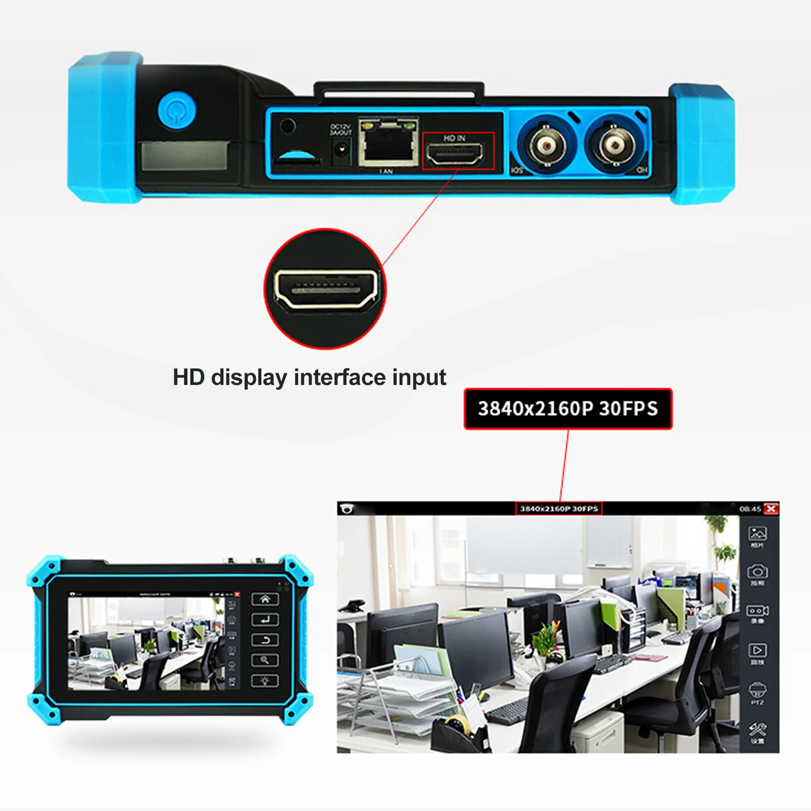 CCTV Tester WIFI Function IP Camera Tester 1920x1152P 100-240VAC H.265 H.264 Test with Line Finder for AHD CVI TVI Cameras
