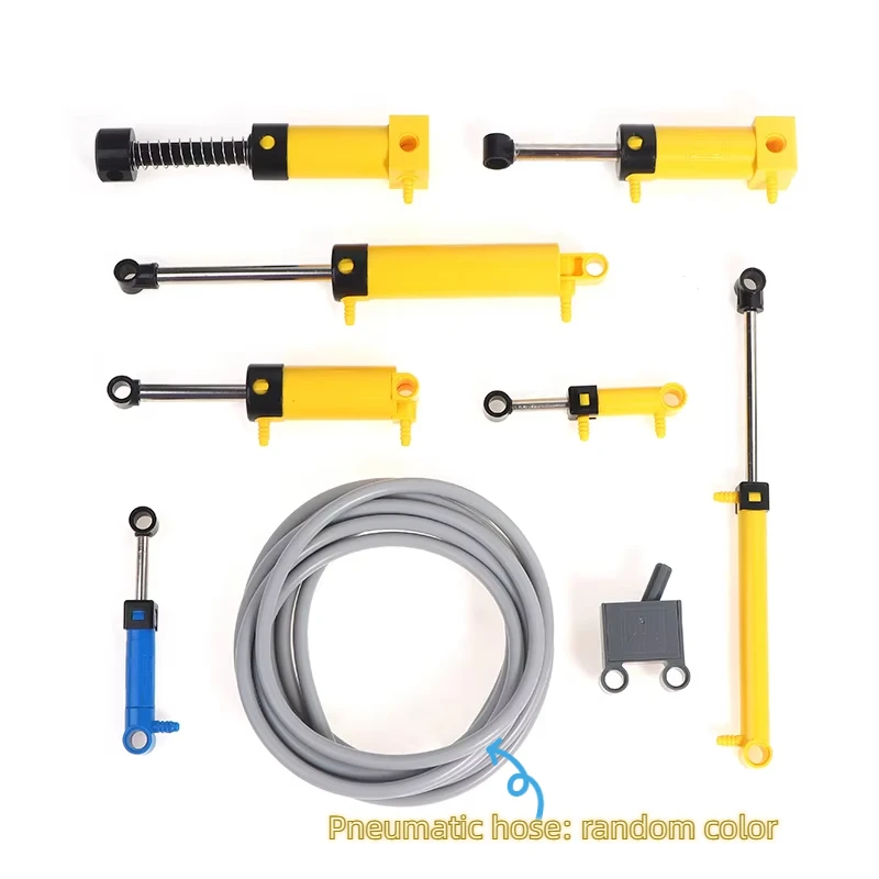 소형 빌딩 블록 MOC 기술 부품 V2 공압 실린더 펌프 스위치 호스, 에어 파..
