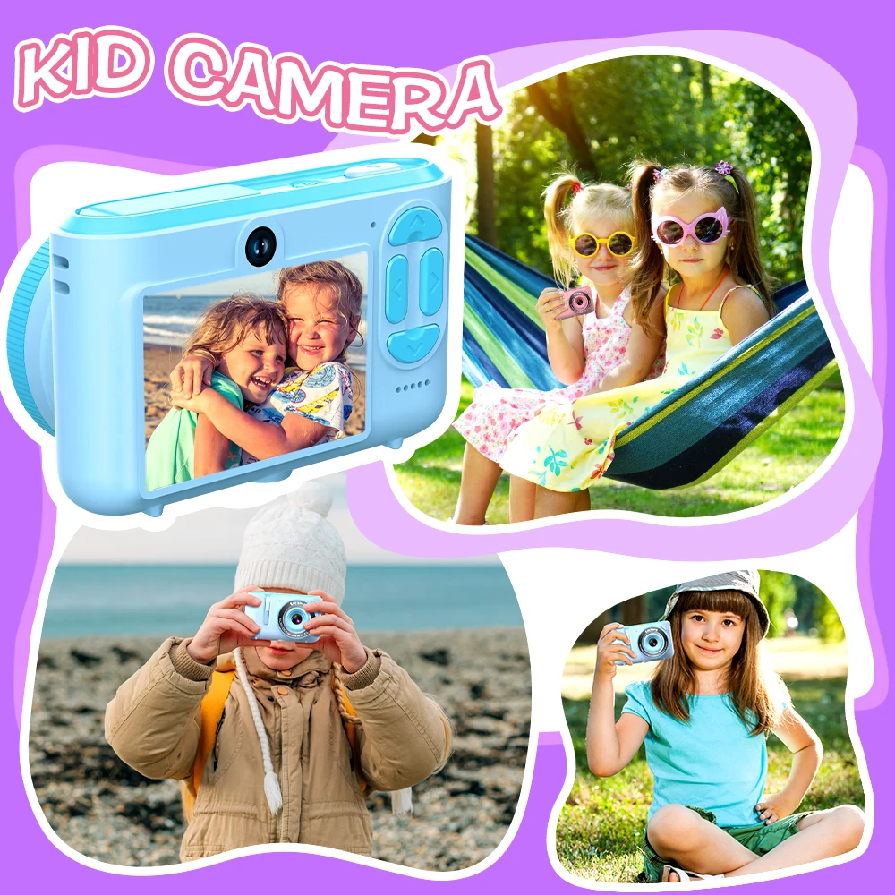 Digitale Kinderkamera (1080p-Video) – Geschenk für Jungen und Mädchen von 3 bis 12 Jahren – mit 8-GB-SD-Karte – HD-Fotoaufnahme – tragbar und einfach zu bedienen_voghion.com