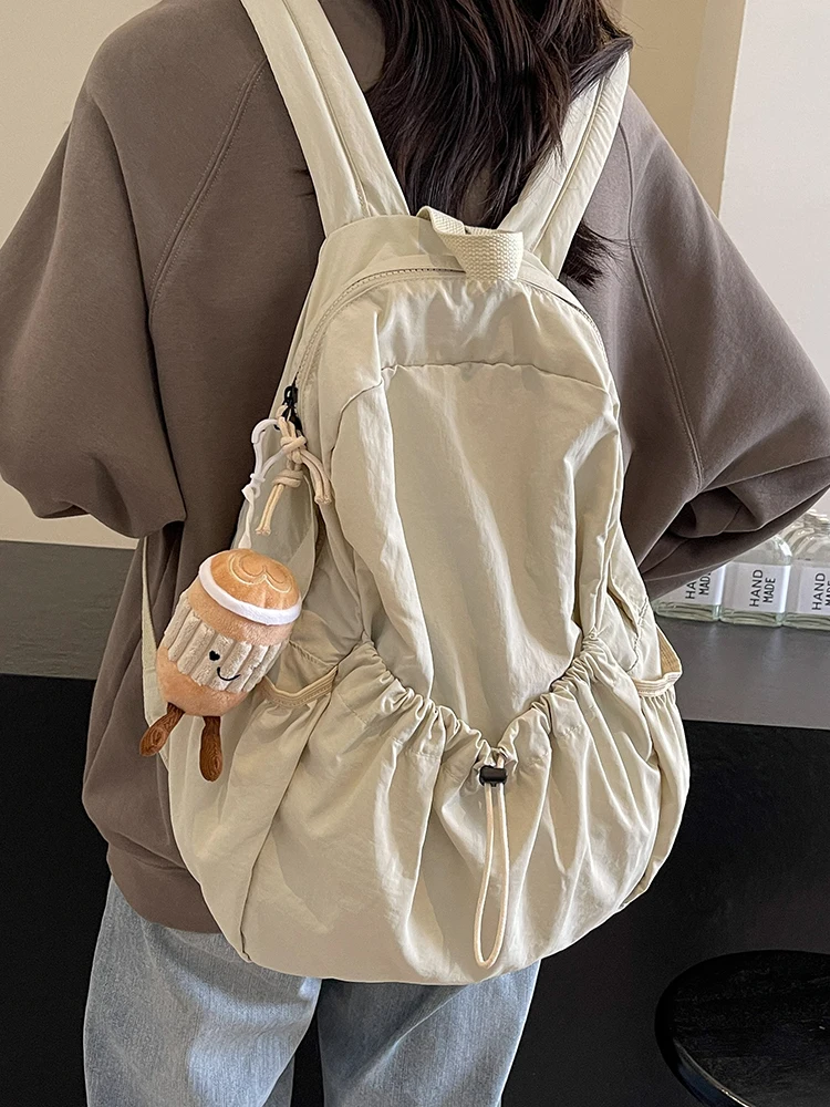 Women's Travel Lightweight Nylon Bapa 2024 New Sle Sweet College Sle Soft Handle Zipper Closure Vertical Square ape