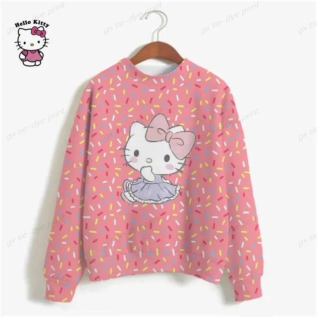 thumbnail image 1 of Sudadera con capucha de manga larga con estampado de HELLO KITTY para mujer, suéter de moda con capucha de dibujos animados para otoño e invierno, 1 of 5