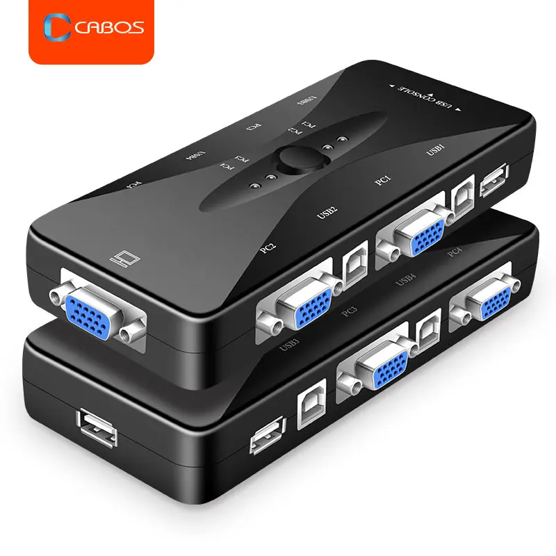 2 And 4 Port VGA KVM Switch 1080P USB2.0 Splitter Mouse Keyboard Printer Pendrive Share Switcher Box Adapter Out