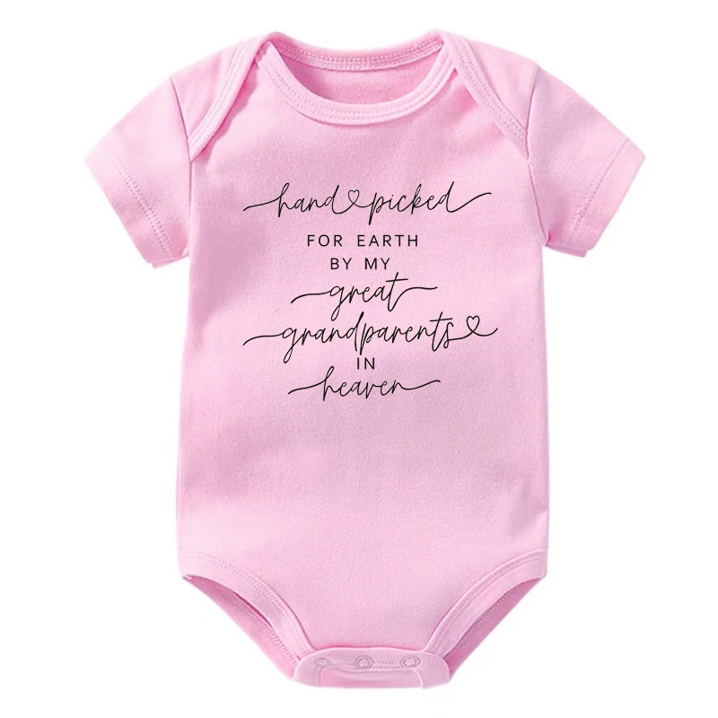 New Hand Picked For Earth By My Great Grandparents in Heaven Baby Rompers Boys Girls Bodysuits Clothes Baby Shower Gift 5