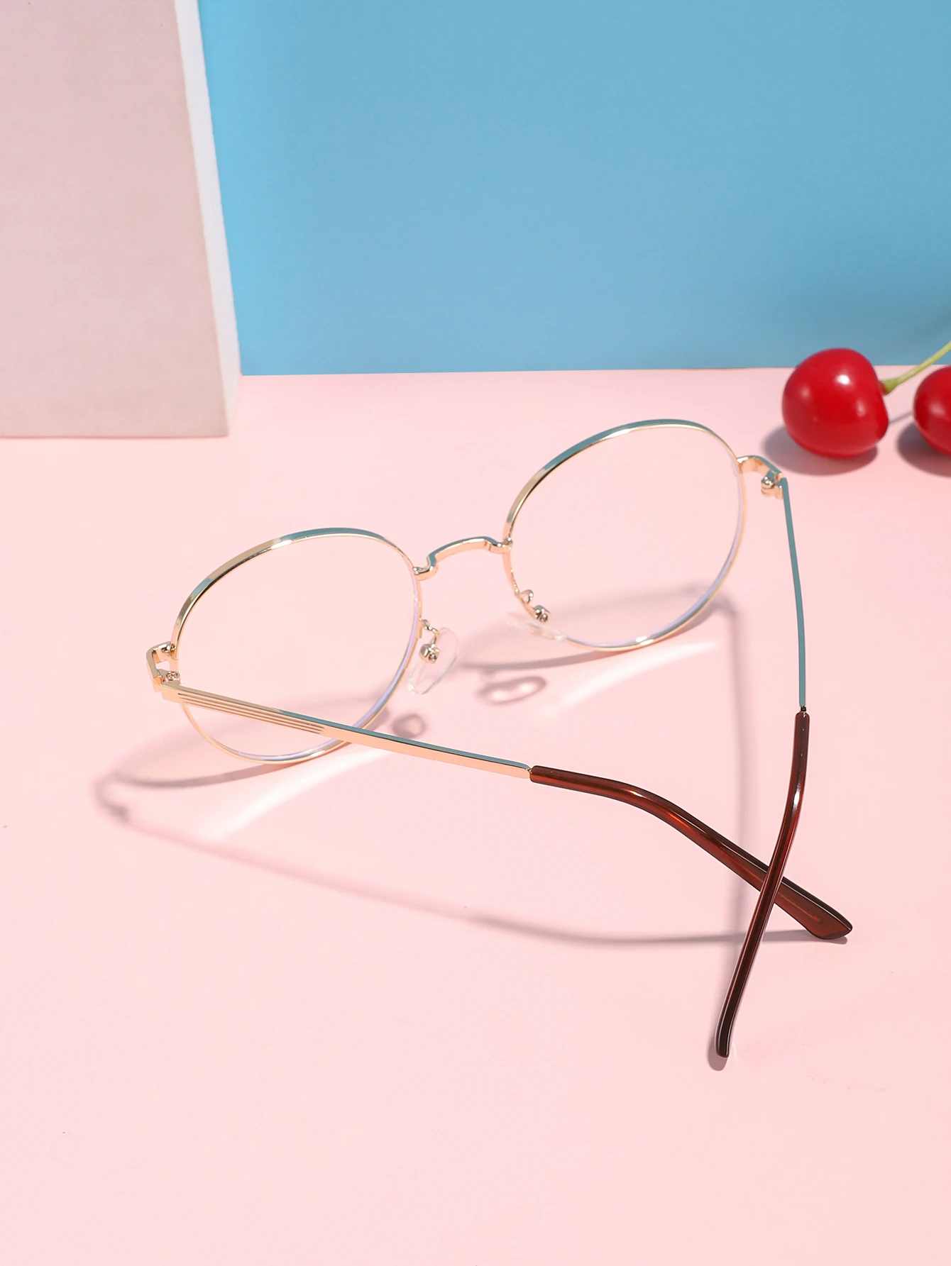 1 PC Boys & Girls 12-16 years old metal round frame campus style anti-blue light glasses, suitable for life wear and matching