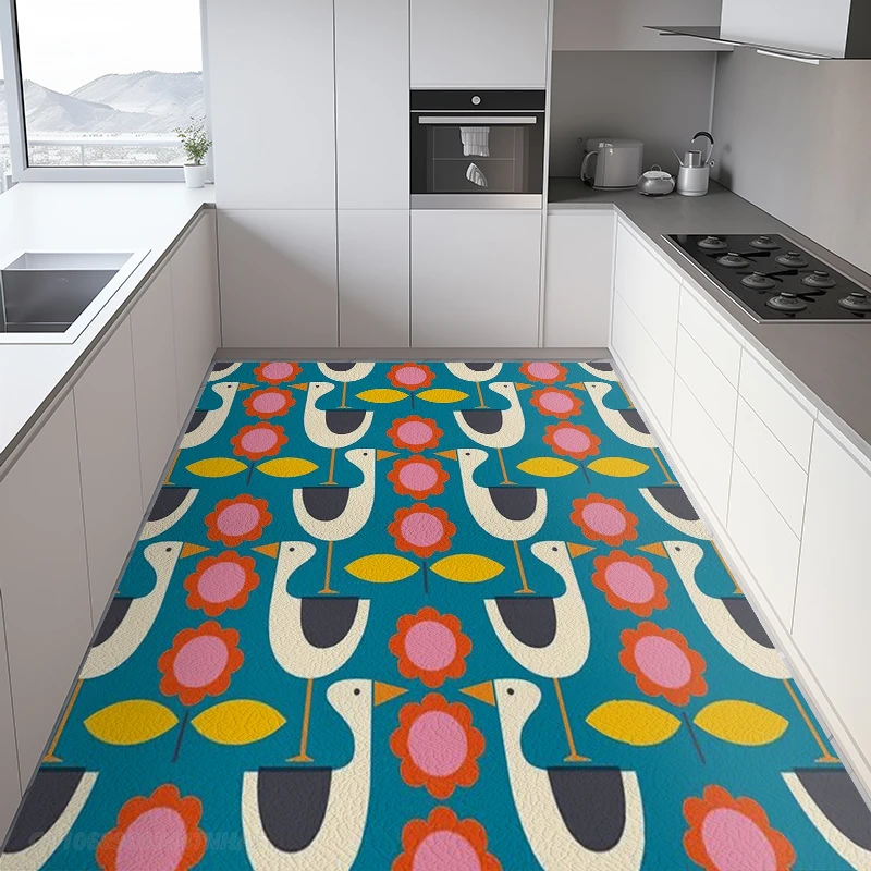 Japanese Style Decorate Kitchen Mats Non-slip PVC Water-proof Oil-proof Soft Mat Easy-to-clean Impermeable Mats Ковер Tapis 러그 4