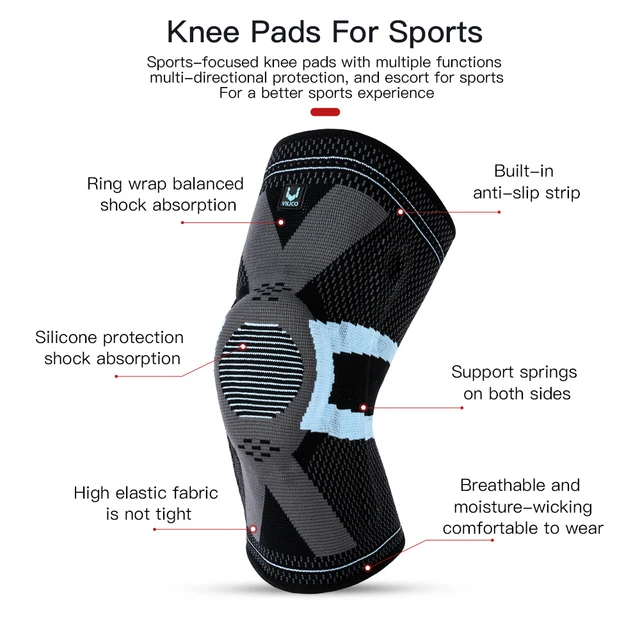 Vilico 1 Pair Fitness Knee Pads Silicon Padded Patella Brace Kneepad Joint Support Compression Sleeve Basketball Knee Brace 4
