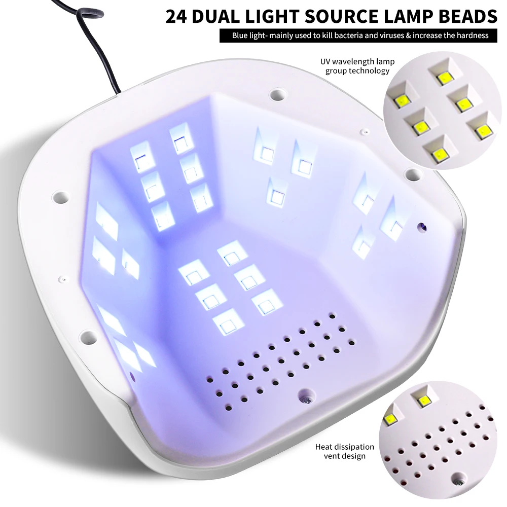 전문가용 24LED UV 젤 LED 건조기 라이트 USB 네일 램프 네일 매니큐어 젤 폴리쉬 네일 아트 액세서리 젤 발톱 경화용