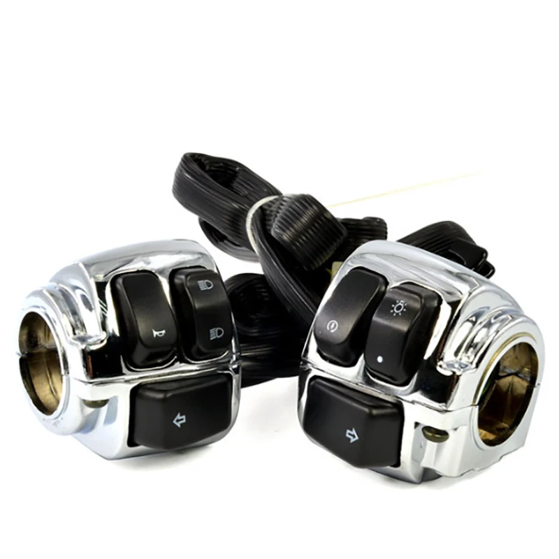 Argento Cromato Moto 1 "25Mm Interruttore Di Controllo Manubrio Con Cablaggio Keeway Cjk750 Qj150-2G Qj200-2G Xl883 Interruttore