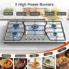 Stove Top Stainless Steel, Built-in Gas Propane Cooktops with Thermocouple Protection, NG/LPG Convertible, Electronic Ignition G 6