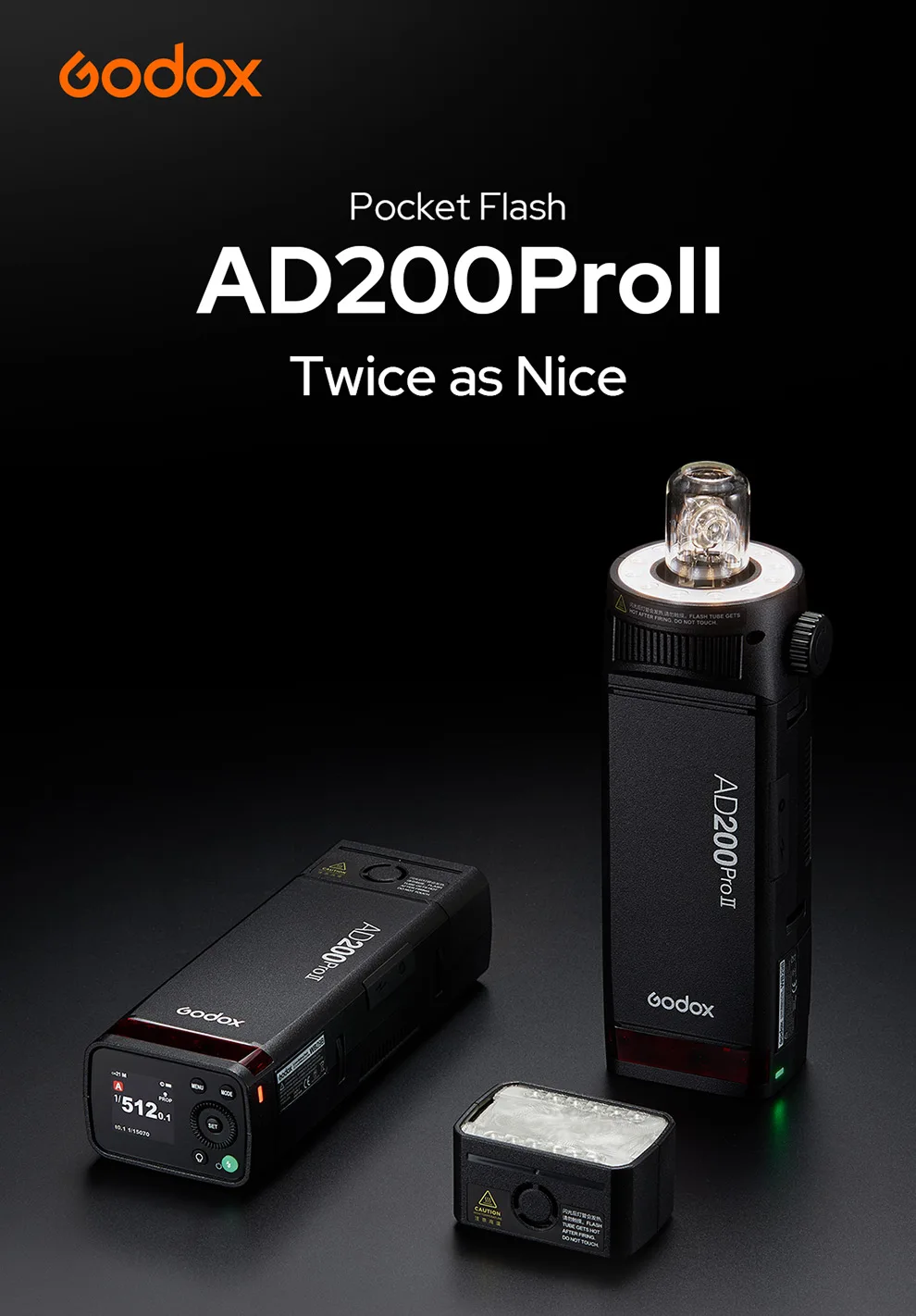 Godox 200W AD200PROII AD200PRO II TTL HSS 2.4G Wireless Camera Pocket Flash Comp