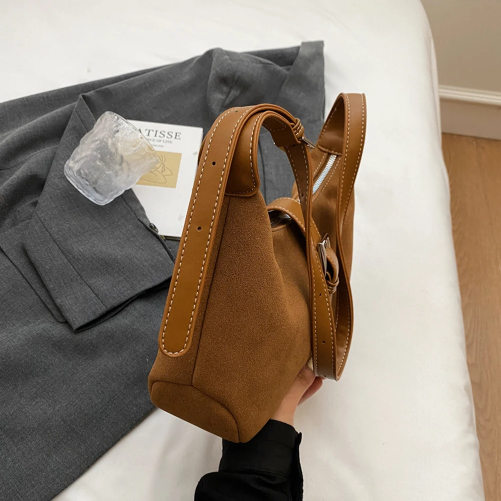 Faux Suede Women Shoulder Bag Large Capacity Chic Hobo