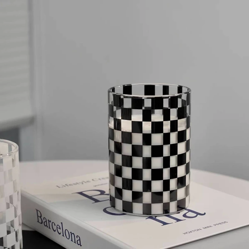 Fashion Matrix Plaid Glass Handmade Heat Resistant Glass Teacups Cups Coffee Mugs Drinkware Couple Gift Drinking Water Milk Cup