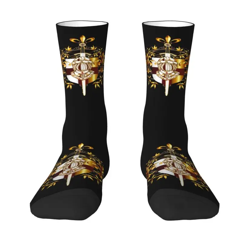 

Knights Templar Cross Shield Symbol Mens Crew Socks Unisex Fashion 3D Printed Medieval Sword Emblem Secret Order Dress Socks