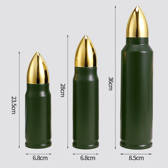 350/500/1000ml Creative Bullet Thermos Bottle Portable Double Layer Vacuum Flask Stainless Steel Water Bottle Rocket Shell Cup 2