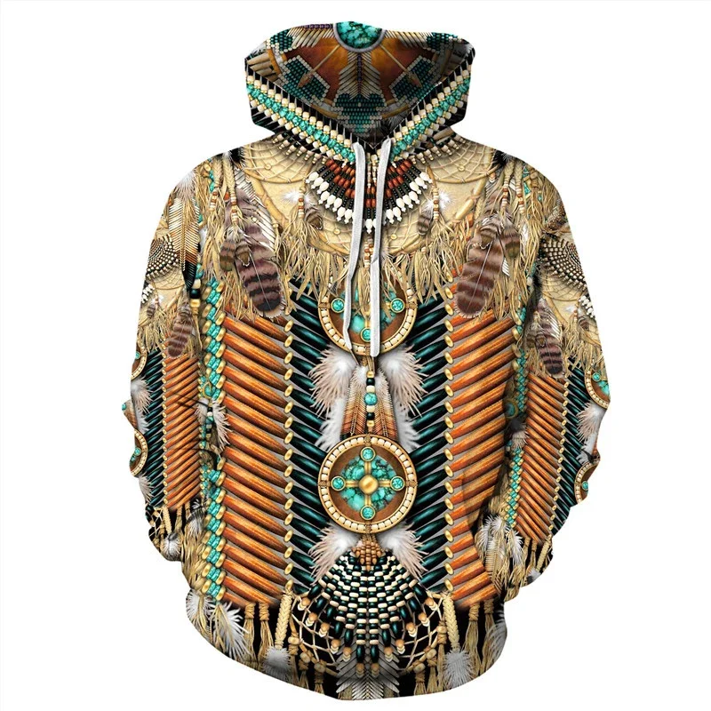 

Vintage Medieval Indian Style Graphic Sweatshirts Casual Hoodies For Men Clothes Animal Wolf Women Pullovers Streetwear Y2k Tops