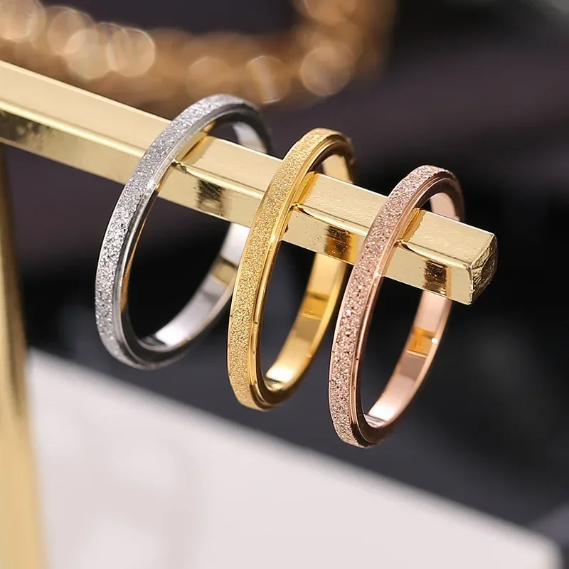 Fashion Rings Gold Rings Stainless Steel Rings Finger Rings Metal Rings Fashion Ring Stainless Steel Women's Rings 2mm Width Rose Gold Color Finger Gift for Girl Jewelry