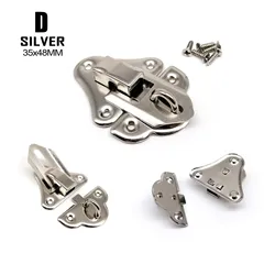 Set of 12 Elegant Metal Hasp Hooks with Screws (D silver 35x48mm)