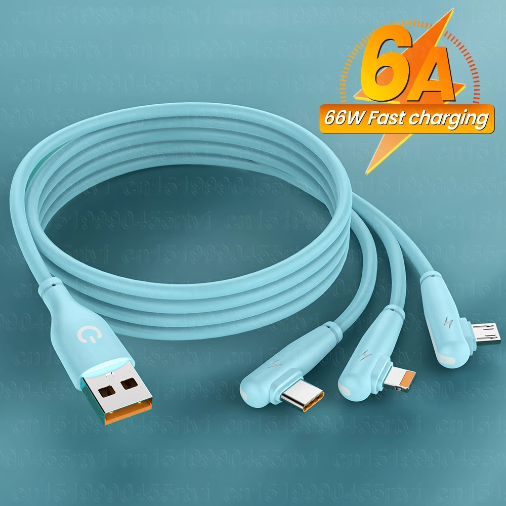 6A66W3in1FastChargingElbowUSBCableForiPhone131211ProMax