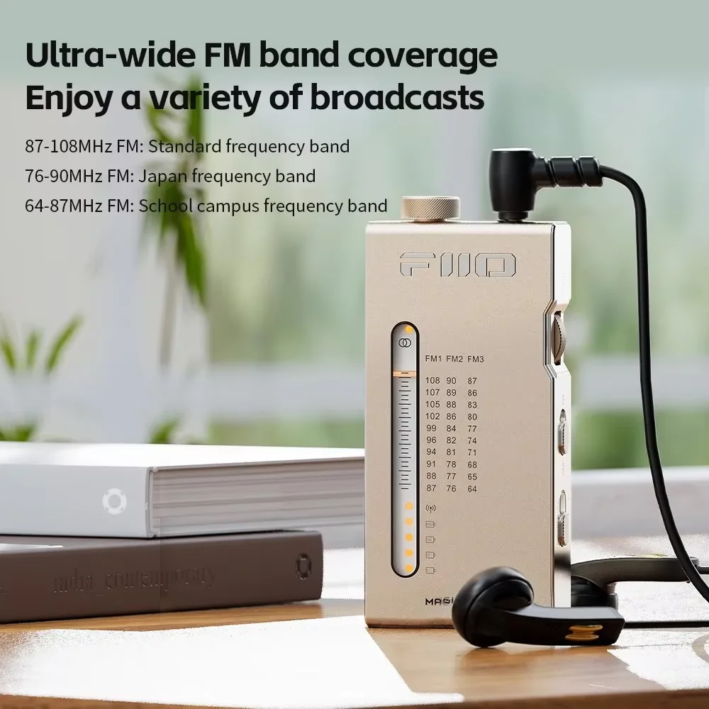 FiiO RR11 휴대용 HiFi FM 라디오 수신기 아날로그 PVR 튜닝 강화된 베이스 3D 서라운드 사운드 64-108MHz 풀밴드 커버리지