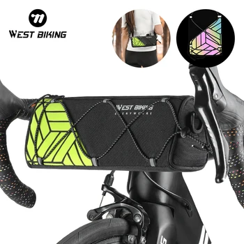 WEST BIKING Borsa da manubrio per bicicletta Borsa da ciclismo riflettente colorata brillante con tracolla con coulisse Accessorio per bici da strada MTB