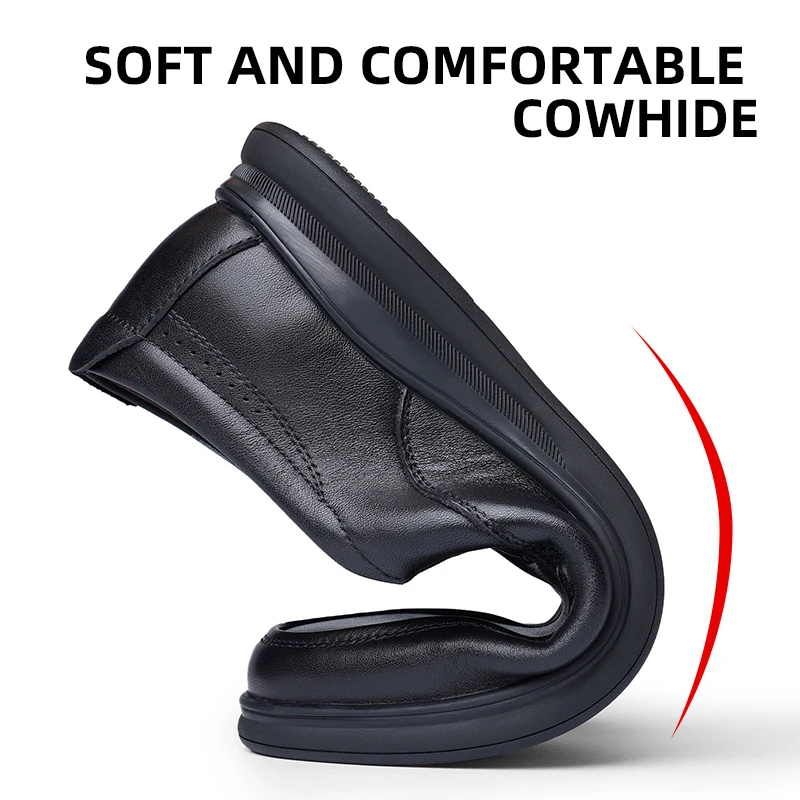 LAORENTOU genuine leather breathable casual leather shoes with soft soles, versatile dad leather shoes 5