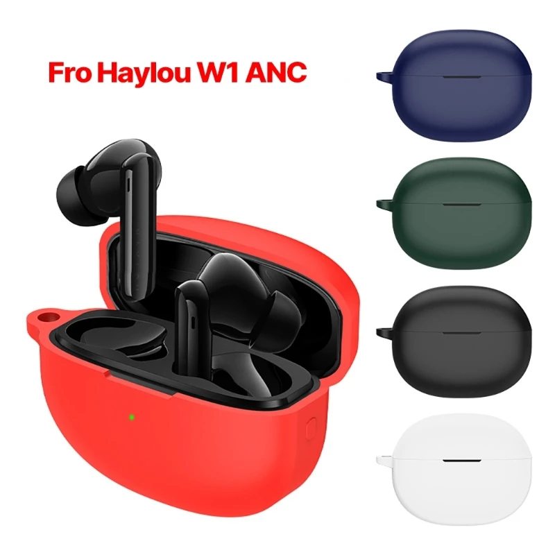 

Slim Silicone Case for Haylou W1 ANC Wireless Earphones Washable Covers with Carabiner Durable and Flexible Multiple Color