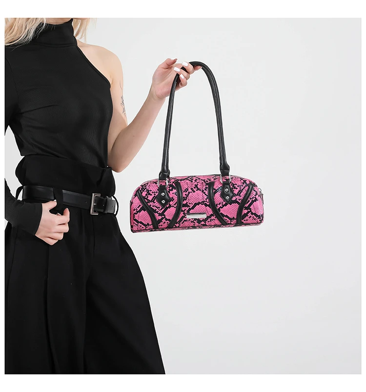Snake Pattern PU Square Shoulder Bags High Quality Sense of Luxury Personality Popularity Women's Armpit Bags 2025 Fashion New