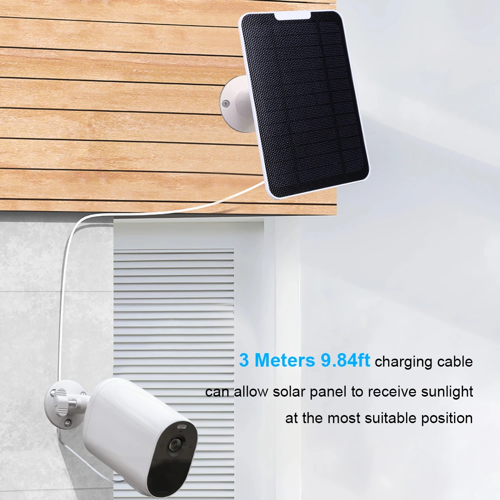 Arlo 에센셜 스포트라이트 카메라용 태양 전지 패널, IP65 내후성, 360 ° 조절 가능한 벽 마운트, 1/3 PCs, 5 W 충전