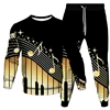 Musical Symbol Piano Violin Fader Audio Mixer Print Men Women Tracksuit Sweatshirt Jogging Pants 2 Piece Set Man Clothing Suit 3