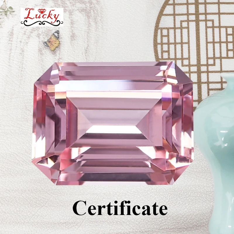 

Lab Grown Sapphire Sunrise Pink Color Emerald Cut VVS1 Charms Beads for DIY Jewelry Making Materials Selectable AGL Certificate