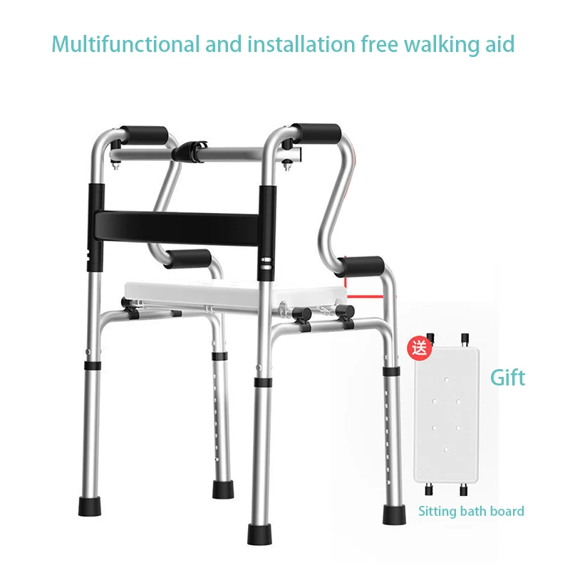MIYAUP-Four-legged Crutch for the Elderly, Aluminum Alloy, Walking Aid Chair, Disabled People