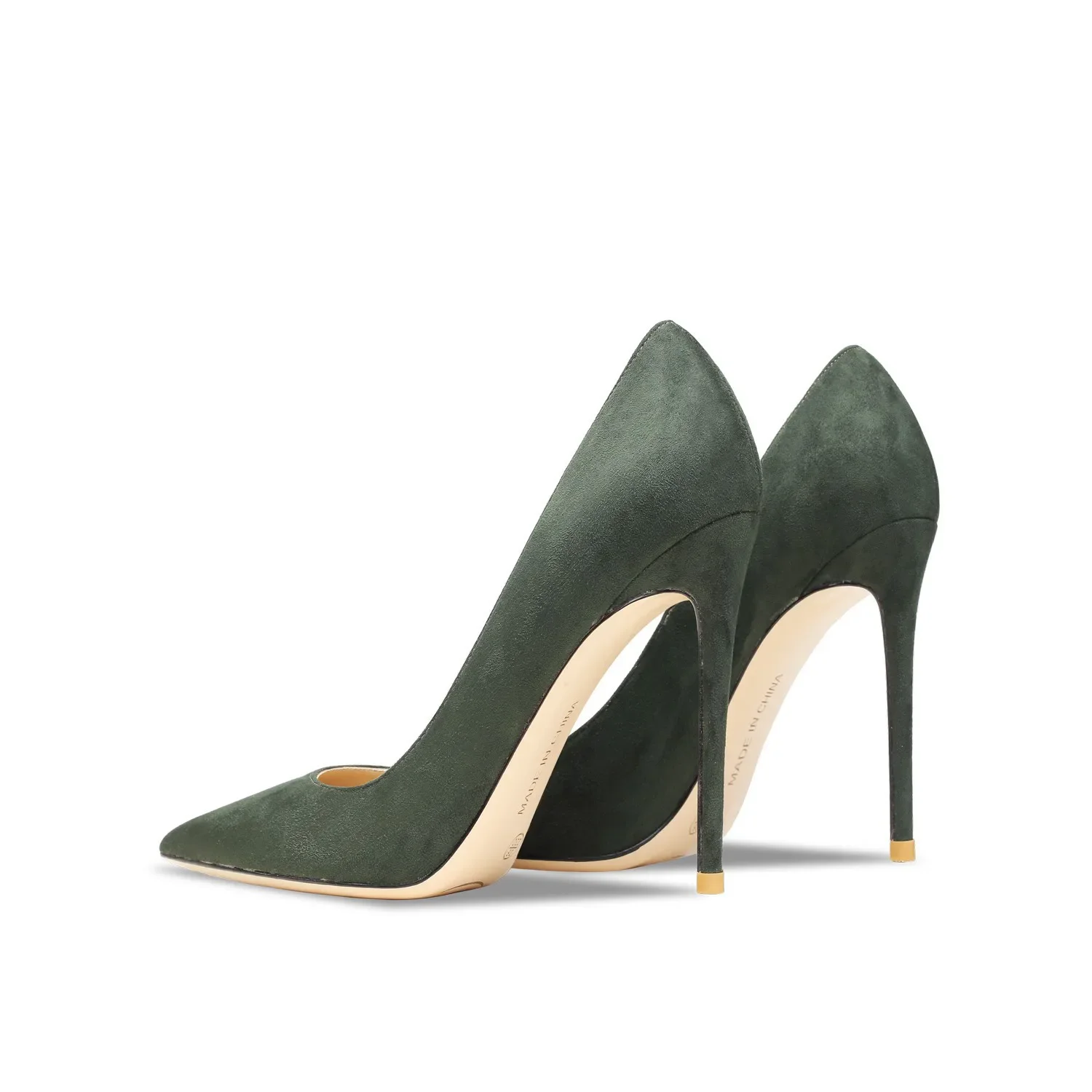 

Женские замшевые туфли на тонком каблуке, темно-зеленые классические туфли-лодочки с острым носком, Роскошные туфли на тонком каблуке, 2022