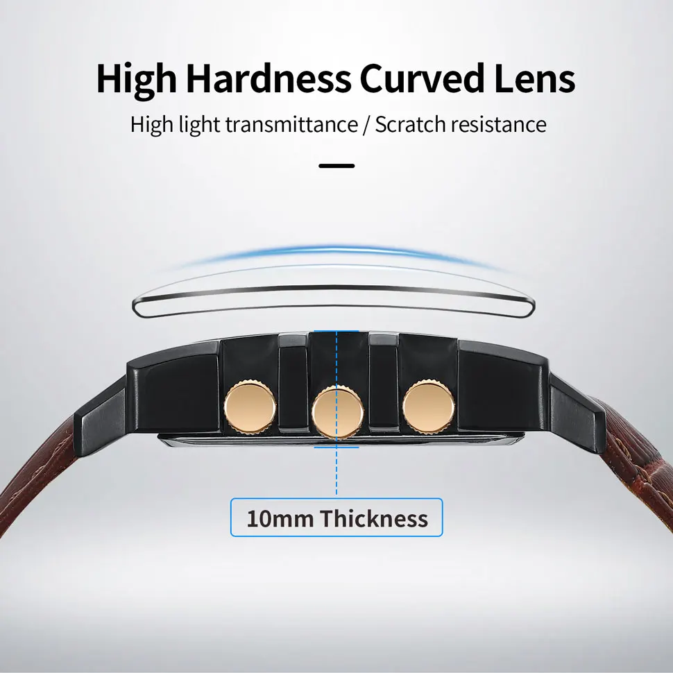 BERNY Chronograph-Uhren für Herren, personalisierbar, rechteckig, neue Herren-Armbanduhr, modisch, Business-Casual, Miyota JS55 Herrenuhr – Detail 10