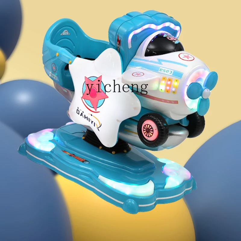 Tqh Children Coin Kiddie Ride Seesaw Rocking Horse Treasure Aircraft Swing Machine Watch Animation Motor