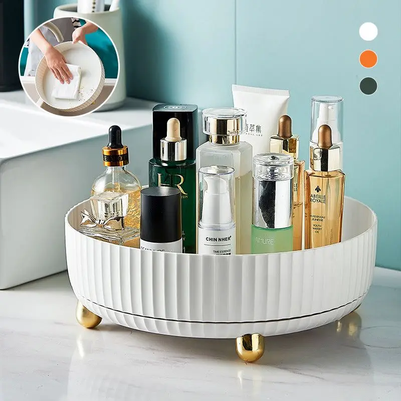NEW 360 Rotating Tray Kitchen Storage Containers for Spice Jar Snack Food Tray Bathroom Storage Box Non Slip Cosmetics Organizer