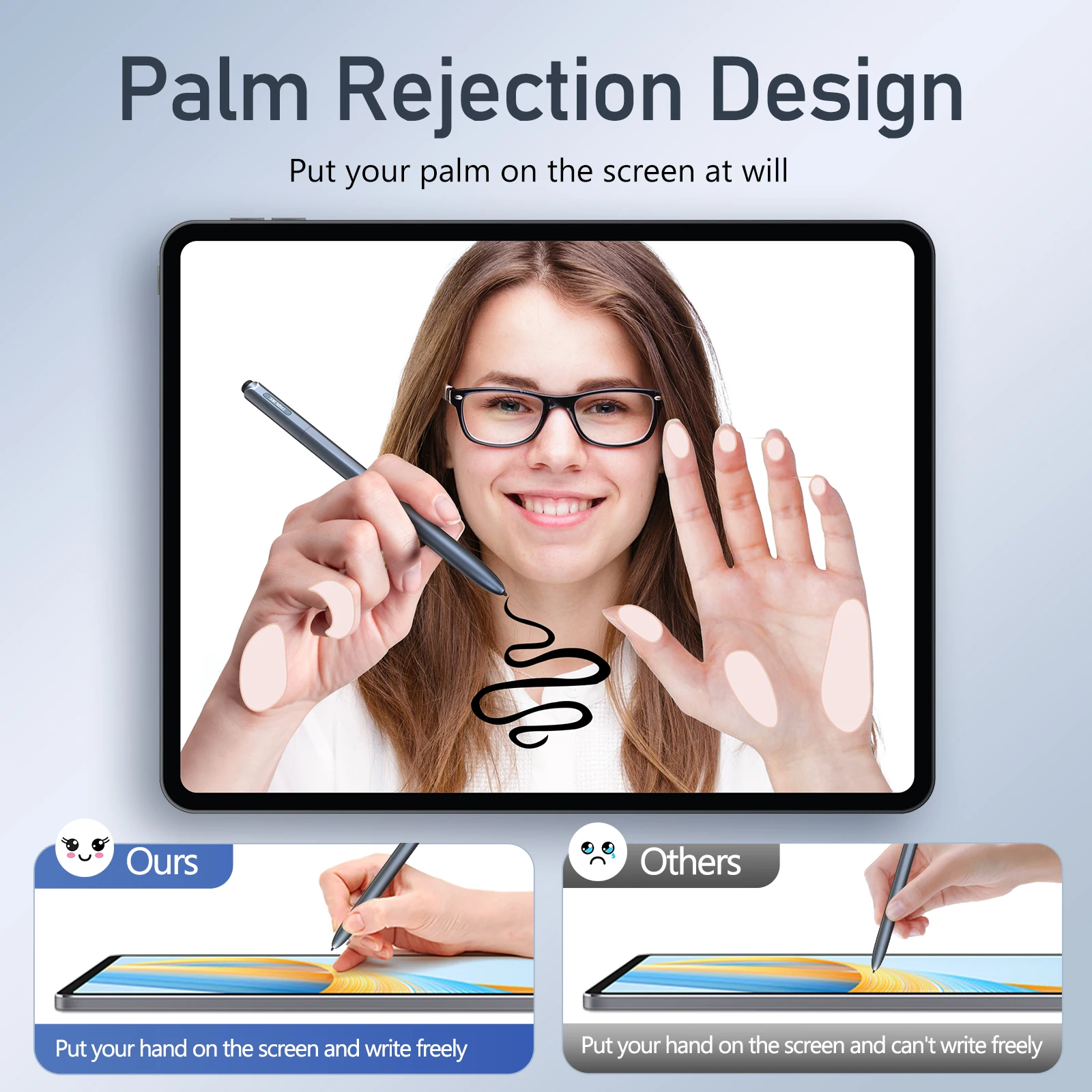 Premium EMR Stylus with 4096 Pressure Sensitivity, Eraser, Palm Rejection, and Tilt Sensing