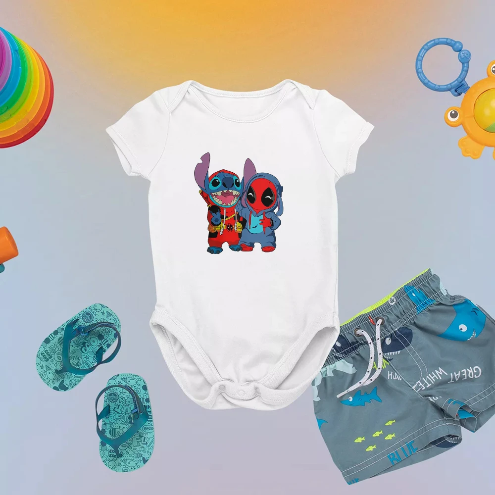 

2023 New Baby Bodysuit Cozy Trend Harajuku Creative Stitch Kawaii Infant Romper Four Seasons Drop Ship Cheap Toddler Clothes