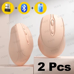 Sleek Rechargeable Wireless Bluetooth Mouse - Compact, Ergonomic, Noiseless (Pink - 2 pcs)