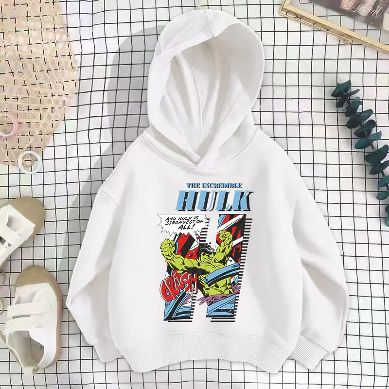 New Marvel Comics Hulk Kids Hoodie Cotton Top Personalized For Students Male And Female Ages 4-14