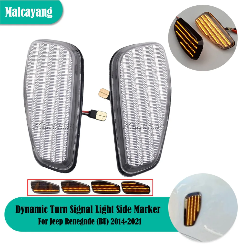 

2X для Jeep Renegade BU 2014-2021 OEM # 68256049AA 68256050AA светодиодный автомобильный динамический сигнал поворота