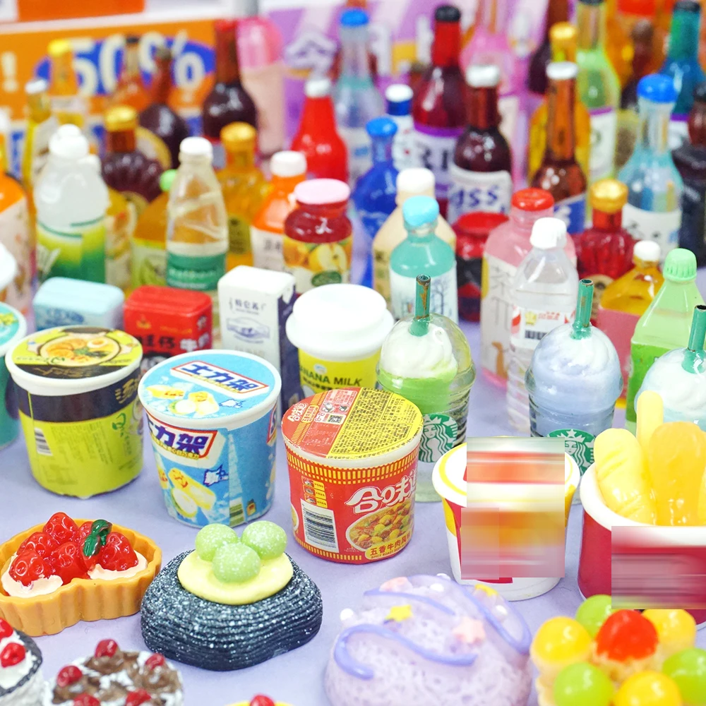 30PCS Mini Cute Drinks Food Miniature Furniture Supermarket Store Shelf Dollhouse Accessories For Girl Pretend Play Kitchen Toy 2