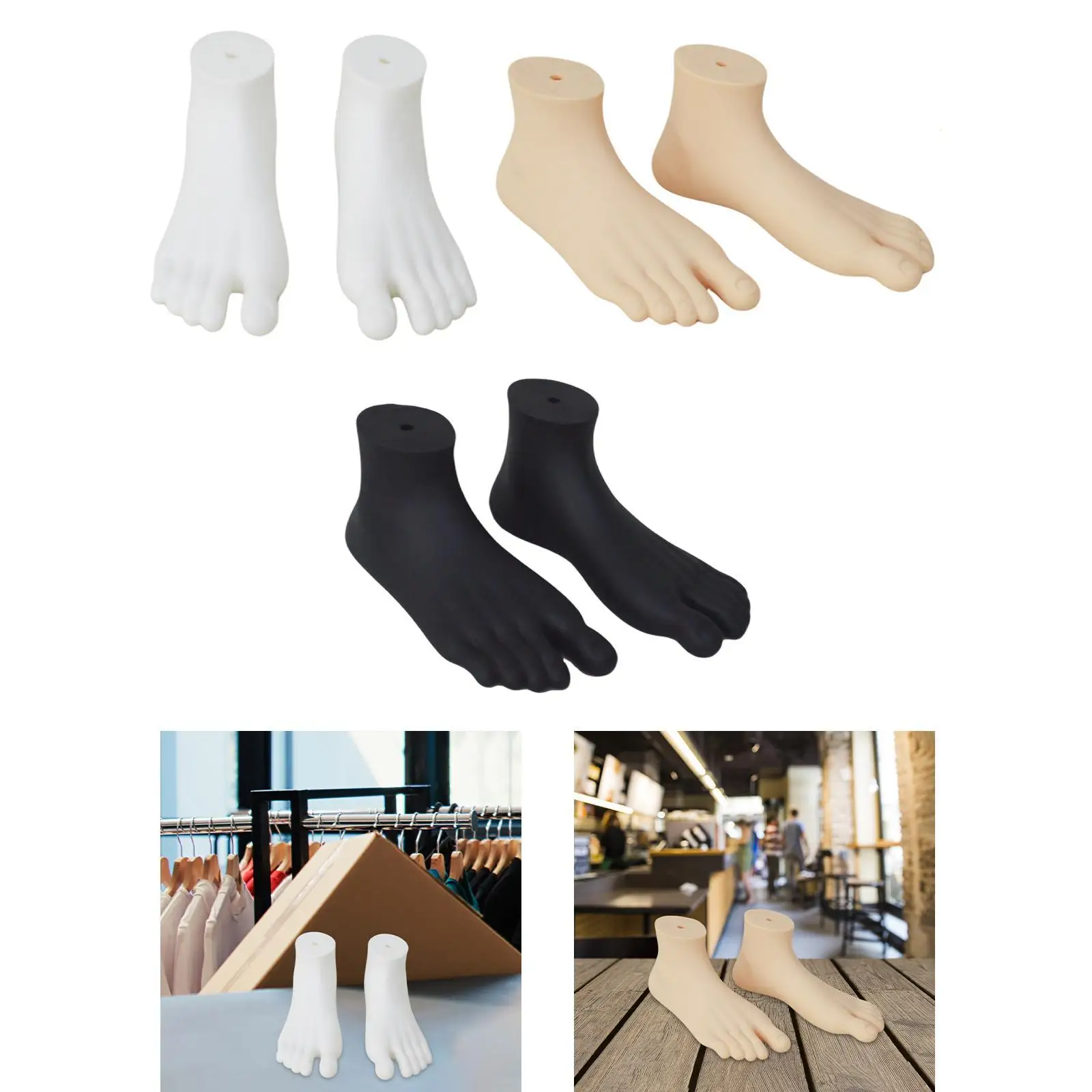 2 Pieces Mannequin Foot Display Model Lifelike Home Foot Forms Sandal Photography Props Showcase Malls Stockings Manikin Feet