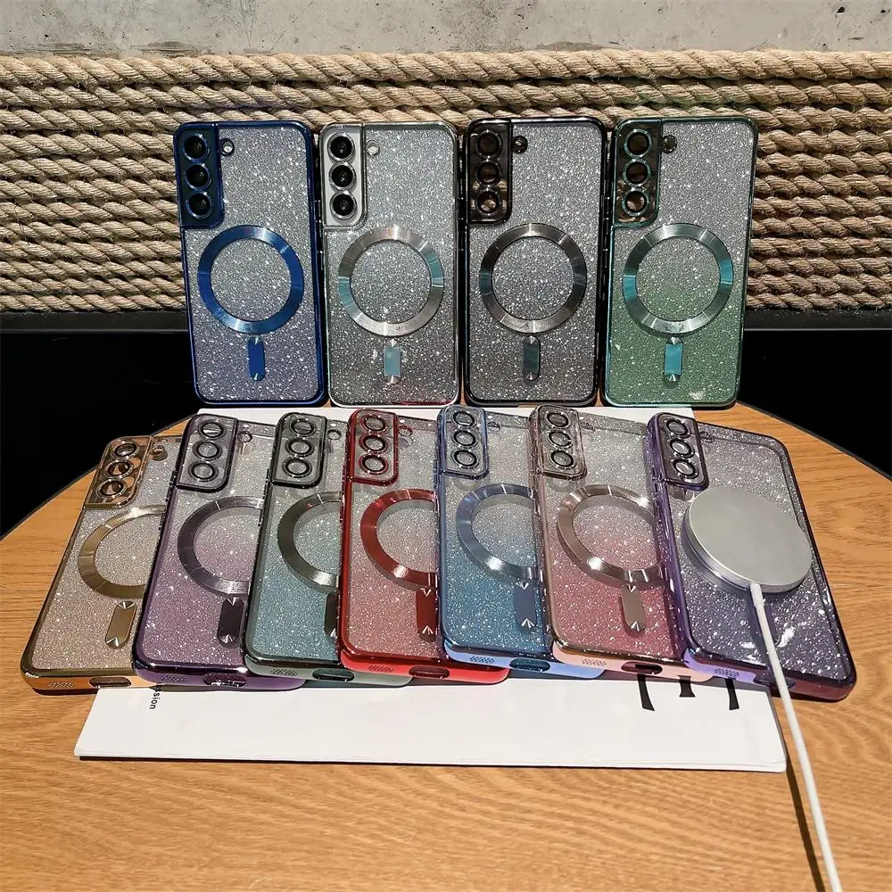 Étui de charge magnétique sans fil pour Samsung Galaxy S21 S20 Fe S23 S22 Ultra Plus pour Magsafe Gradient Glitter Cover Note 20 10_voghion.com